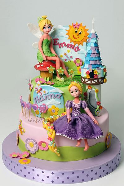 Tinkerbell and Rapunzel - Cake by Viorica Dinu