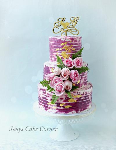 Pastels and Flowers Wedding  cake - Cake by Jeny John