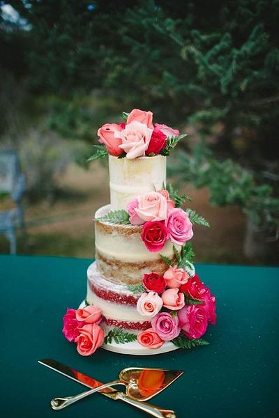 Rose Naked Wedding Cake - Cake by Kendra's Country Bakery