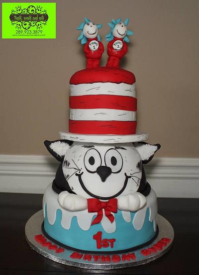 Cat In The Hat Birthday Cake And Cake Pops!!!! - Cake by TreatsSweetsAndEats