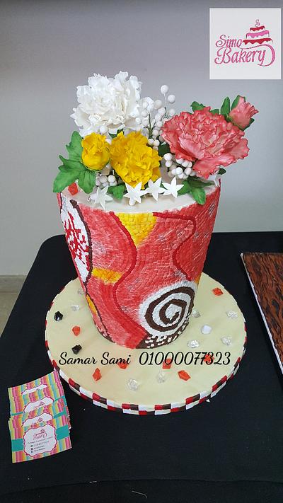 Modern Mosaic Peony Flower Vase - Cake by Simo Bakery