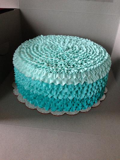 Teal Ombre Ruffle 'Be Kind' Cake - Cake by Alyssa