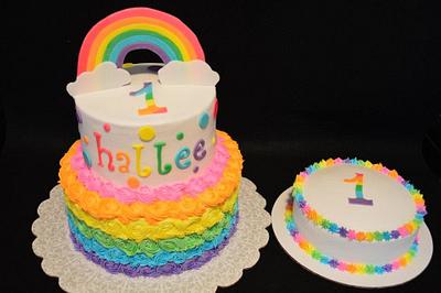 Rainbow 1st Birthday - Cake by Kim Leatherwood