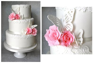 Butterfly Rose Wedding Cake - Cake by Sugar Ruffles