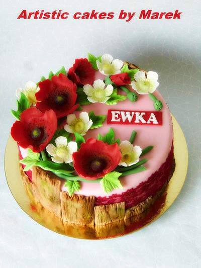 Birthday cake with poppies - Cake by Marek