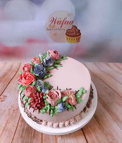Flowers cream cake - Cake by Wafaa mahmoud