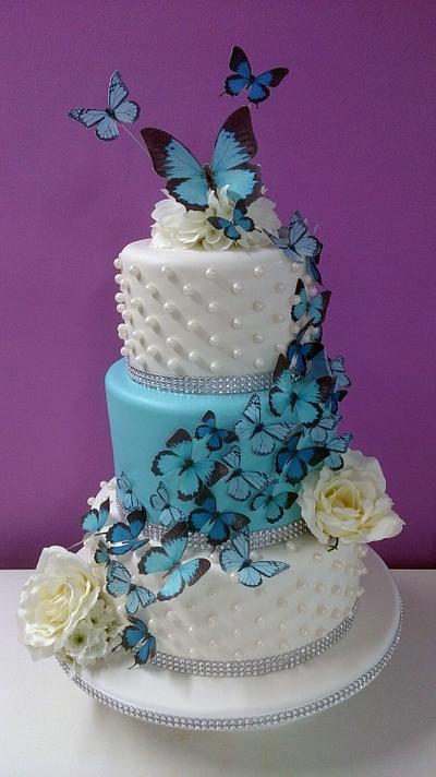 3 Tier Butterfly Wedding Cake - Cake by Hayley-Jane's Cakes