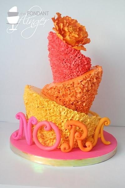 Ruffly topsy turvy peony cake - Cake by Rachel Skvaril