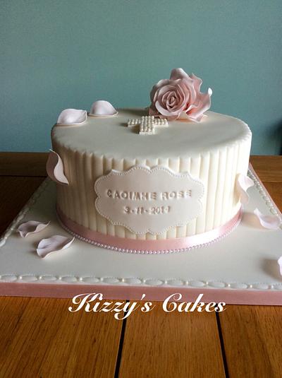 Roses and Pearls Christening Cake - Cake by K Cakes