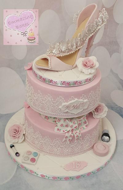 Shabby chic, lace and shoes! - Cake by Emmazing Bakes