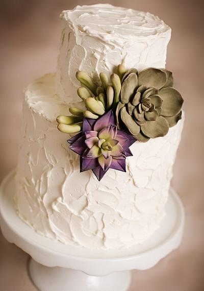 Succulents and Rustic Buttercream - Cake by Sharon Zambito