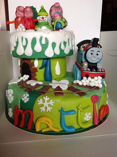 Peppa pig & Trenino Thomas (Thomas and Friends) - Cake by maria antonietta amatiello