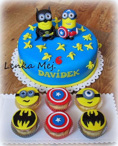 Cake with Minions Batman and Captain America - Cake by Lenka