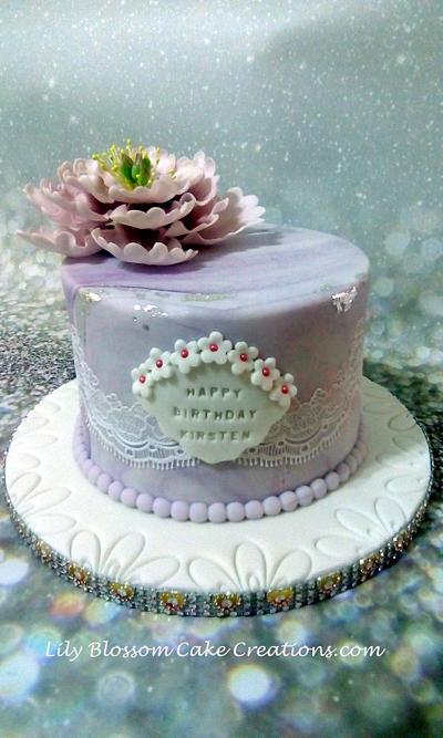 Open Peony & Lace Cake - Cake by Lily Blossom Cake Creations