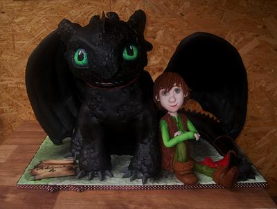  3D Toothless with Hiccup - Cake by Eliska