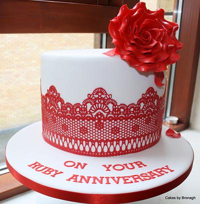 Ruby Wedding Anniversary cake - Cake by Cakes by Bronagh
