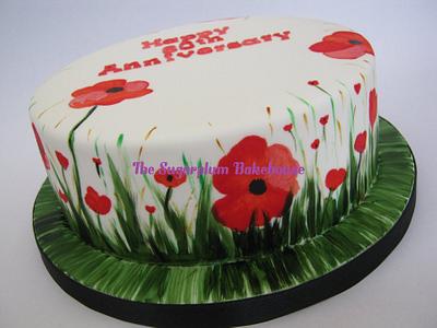 Handpainted Poppy Anniversary Cake - Cake by Sam Harrison
