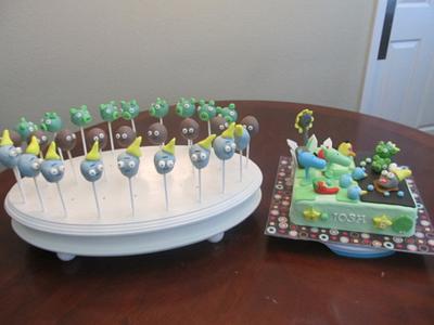 Angry Birds & Plants vs Zombies Team Up Cake and Cake Pops - Cake by Josie Borlongan