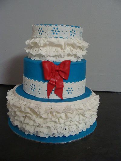 Blue Dutch Lace wedding cake - Cake by liesel