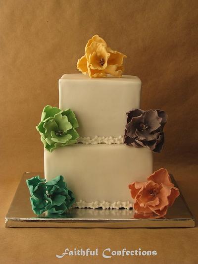 Peony Weddng Shower cake - Cake by Tasha Faith