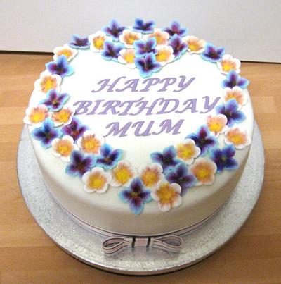 Simple but pretty birthday/Mother's day cake with moulded flowers - Cake by Carol Vaughan