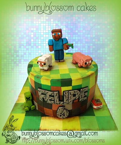 Minecraft cake and cupcakes - Cake by BunnyBlossom