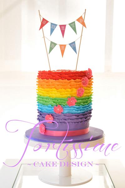 Rainbow Ruffle Cake - Cake by Tortissime Cake Design