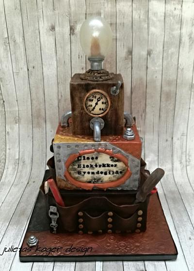 Vintage and steampunk cake for an electrician - Cake by Julieta ivanova Julietas cakes