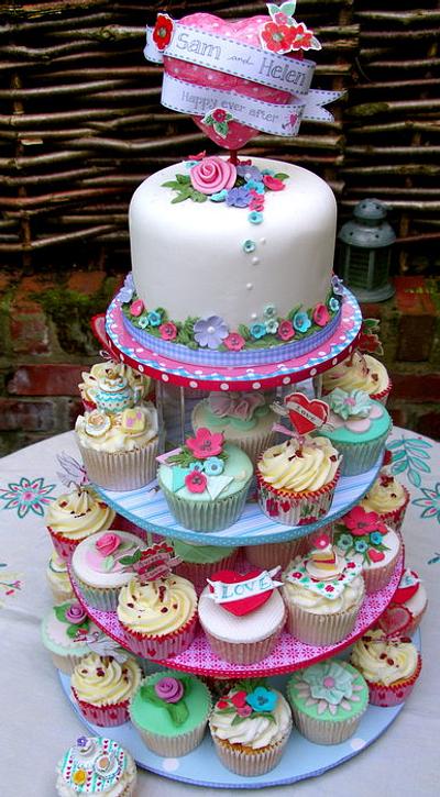 Sweet Heart cupcake tower & Topper - Cake by Lynette Horner