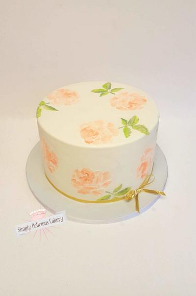 Hand painted roses - Cake by Simply Delicious Cakery