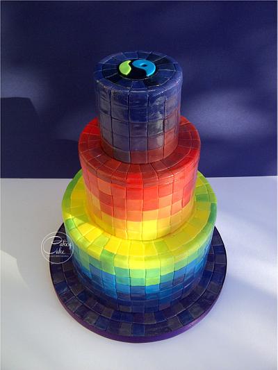 Rainbow Mosiac - Cake by CakeyCake