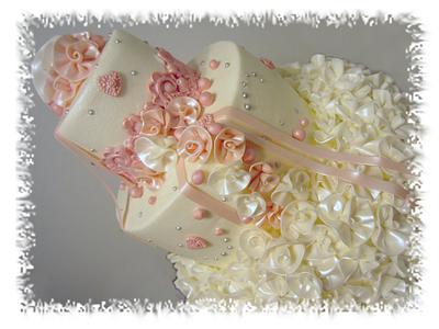 Pink and Ivory Romance - Cake by Deb Miller