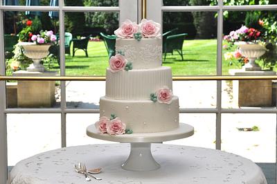 Wedding Dress Inspired Wedding Cake - Cake by Sue Field