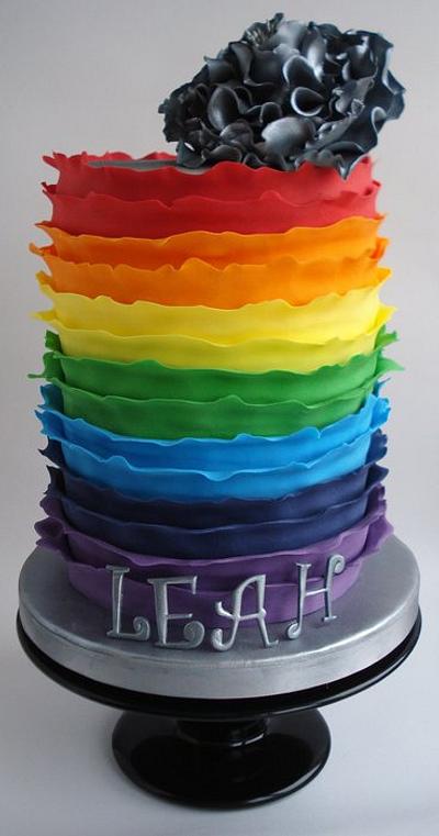 Rainbow ruffle  - Cake by Katie
