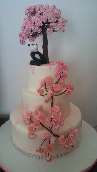 Torta fiori di pesco con panda - Cake by Monica Pagano 
