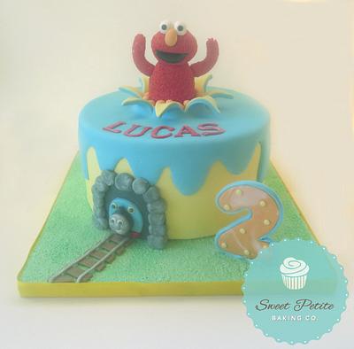 Elmo/Thomas the Train Cake - Cake by Sweet Petite Baking Co.