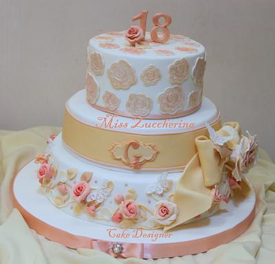 buds of peach roses - Cake by Miss Zuccherina cake designer