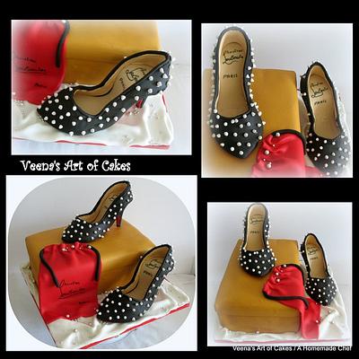 Louboutin Shoe Box cake with Gum paste Shoe - Cake by Veenas Art of Cakes 