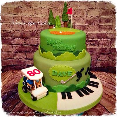 80th for golfer and electric organ player - Cake by Nanna Lyn Cakes