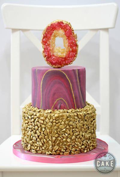 Pink & Gold Marble Geode Rock Cake - Cake by Cake by Sarah Jane