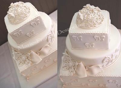 95th white butterflies cake - Cake by Marie-France