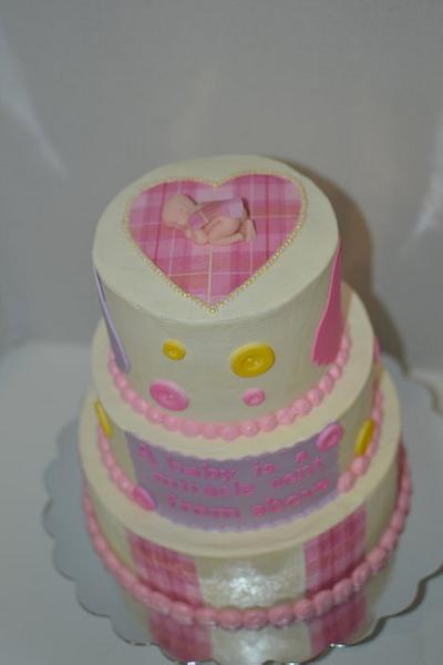 Gingham, buttons, & footprints Babyshower - Cake by CrystalMemories