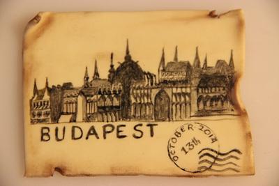 Budapest - Handpainted vintage postcard - Cake by Sugar Stories