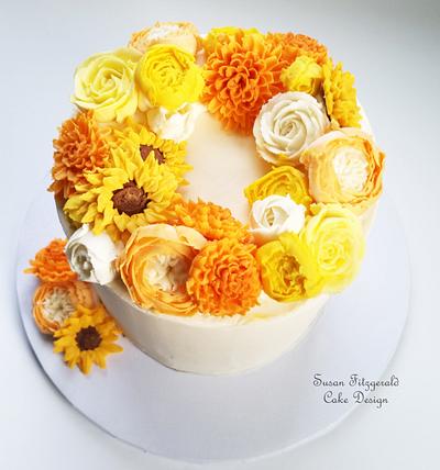 Fall Buttercream Floral Wreath - Cake by Susan Fitzgerald Cake Design