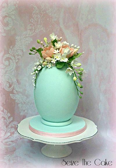 Easter Egg with sugar flowers  - Cake by Seize The Cake