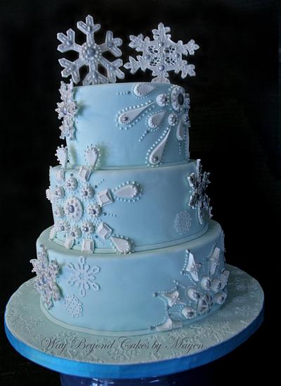 Snowflake Themed Wedding Cake - Cake by Mayen Orido