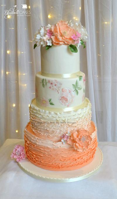 Peach & Ivory Wedding Cake - Cake by bluebellcakes