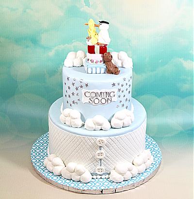 Stork baby shower cake - Cake by soods
