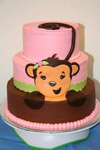 Girl monkey baby shower cake - Cake by Katie