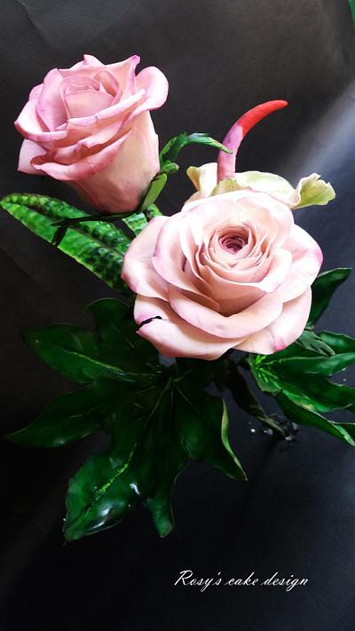 Pink roses and anthurium - Cake by rosycakedesigner